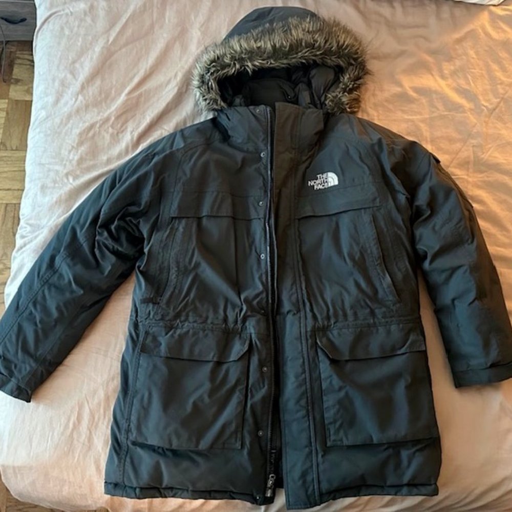 The North Face Hyvent Parka Goose Down Puffer Jacket Full Zip Fur Hood (XL/TG)